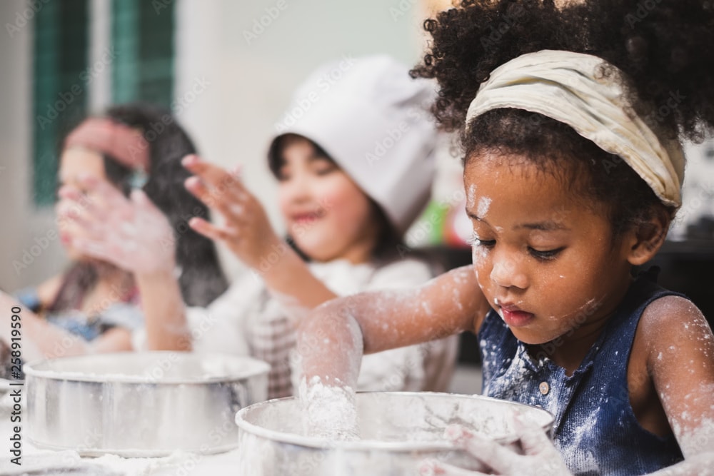 Children cooking together
